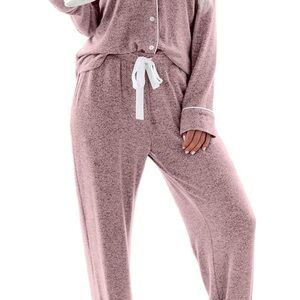 Amika Soft Pink Pajama Set with White Accents